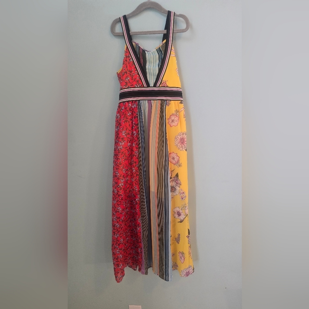 NWT Truly Me Red and Yellow Floral Maxi Dress Fall Colots